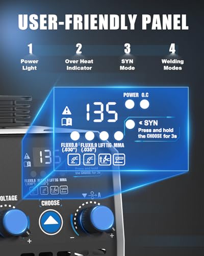 AZZUNO 135A MIG Welder 110v, 3 in 1 MIG Welder Machine Flux Core Welder/Lift TIG/Stick Welding Machine, Portable Wire Feed Welder, Gasless Welding Machine
