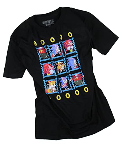 Sonic The Hedgehog Boy's Pixel Character Grid Video Game T-Shirt3