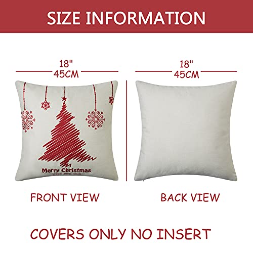 Caromio Christmas Throw Pillow Covers For Christmas Decorations,18X18 Inches Set Of 4 Red Snowflakes, Reindeer And Christmas Trees Decorations Cushion Pillow Covers For Couch Sofa #TOP5