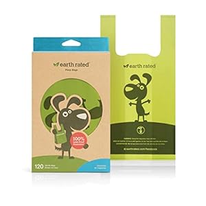 Earth Rated Dog Poo Bags with Tie Handles, Thick and Guaranteed Leakproof, Unscented, 120-Count