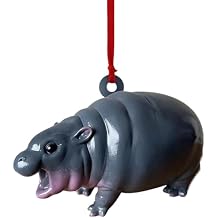 Moo Deng Hippo Ornaments, Pygmy 3D Hippopotamus Keychain, Resin Ornament