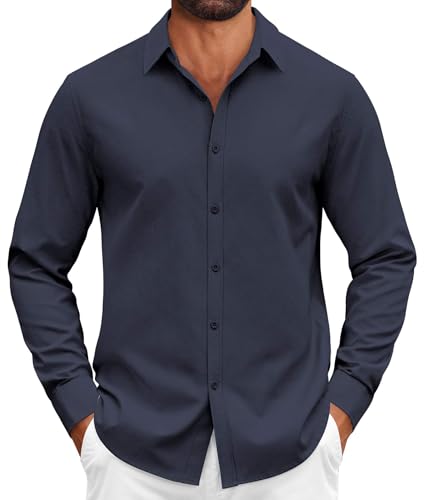 COOFANDY Mens Casual Button Down Shirts Long Sleeve Regualar Fit Dress Shirt Oxford Shirts for Men