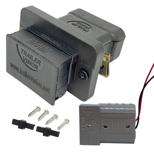 Trailer Vision 50 Amp Anderson Connector Housing Assembly with LED Indicator - 50A Anderson Plug Type Mounting Kit for Towbar Truck DC Panel Battery Boxes Solar 4WD Industrial Marine Trailers - Black