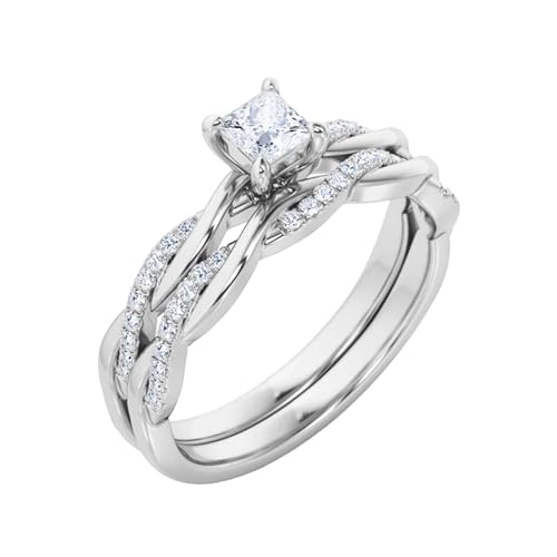 Moissanite Bridal Ring Set for Women Infinity Wedding Ring Set with Princess Cut Center Moissanite Engagement Ring Set 925 Sterling Silver 10K 14K 18K Gold3