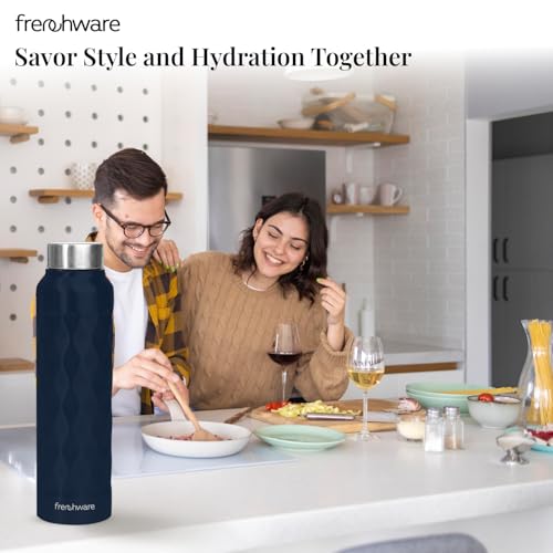Image of Frenchware Water Bottle (1 Litre, Premium Stainless Steel, Midnight Blue) Bottle for Fridge, School, Outdoor, Gym, Home and Office, Scratch-Resistant, Rust Free, Non-Toxic, Easy-to-Clean