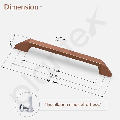 Image of Plantex Cabinet Handle /Kitchen Cabinet Door Handle /Wardrobe /160 mm Cupboard Handle /Door Pull-Push Handle for Home /Office - Pack of 2 (Rose Gold)