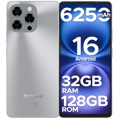 DOOGEE Note 58 Cell Phone Unlocked, Android 16 Smartphone, 32GB+128GB/ 2TB, 6.75" HD+ 90Hz Waterdrop Screen, 6250mAh Battery, 4G Dual SIM Unlock Mobile Phone, Widevine L1/NFC/OTG/Face Unlock