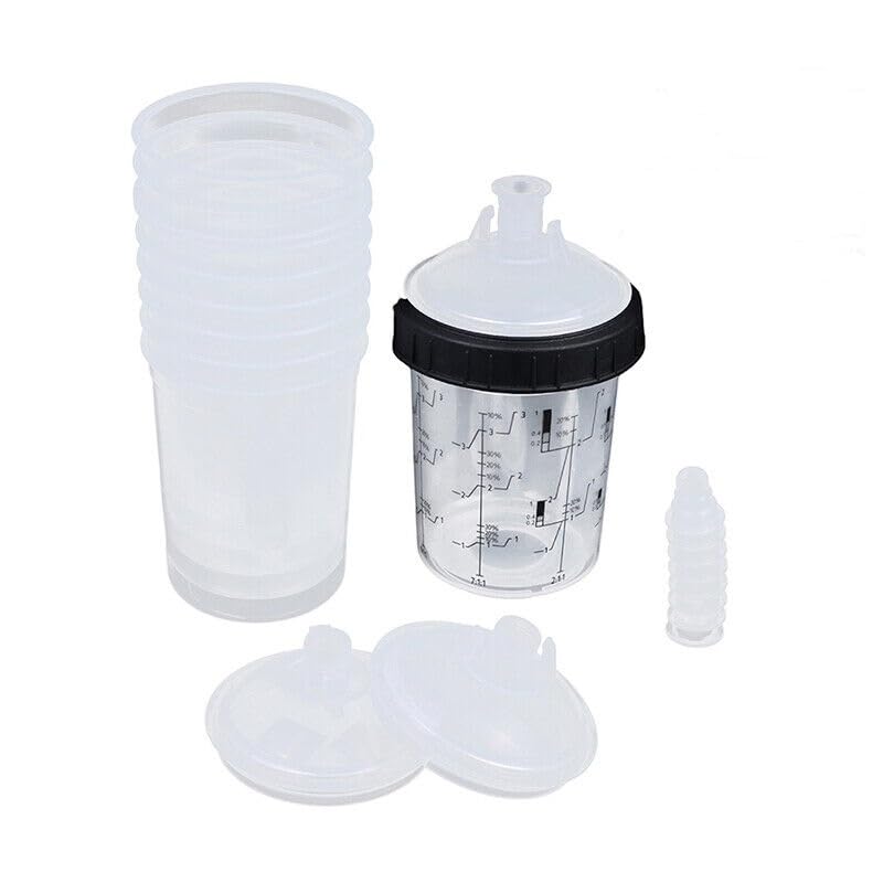 Disposable Paint Sprayer Mixing Cup Liners and Lid System with Retainer Ring Paint Sprayer for Automotive Paint Gun, Paint Spray Paint Gun (600ml)
