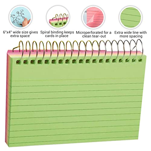 1InTheOffice Spiral Index Cards 4x6 Ruled, Index Cards