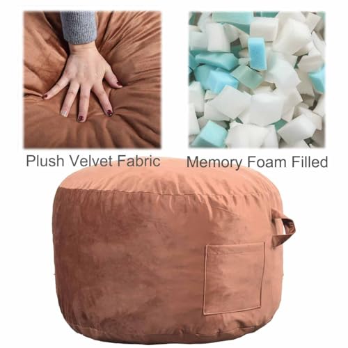 Image of Bean Bag Chairs, Memory Foam Stuffing Bean Bag Chair for Adults /Teens /Kids, Velvet Lazy Sofa Furniture with Removable High-Rebound Memory Foam for Living Room Bedroom College Dorm