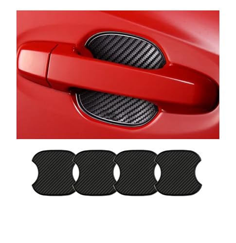 4PCS Car Door Handle Cup Scratch Protectors, TPU Carbon Fiber Door Bowl 3D Sticker, Handle Paint Cover Guard Pad, Universal Door Handle Protective Film for Most Cars (Medium-Black)