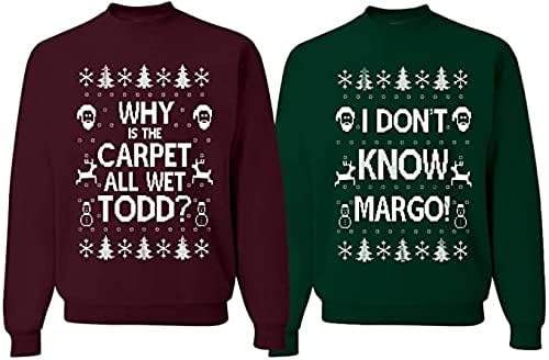 wild custom apparel Why is The Carpet All Wet Todd IDK Margo Couples Ugly Christmas Sweatshirt Sweater