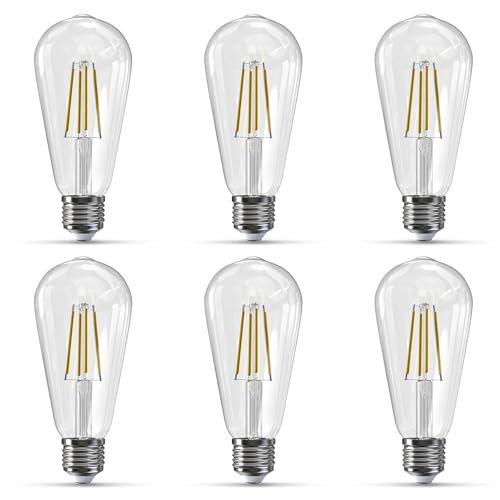 Image of Jensense Edison Bulbs E26 LED Bulb 60 Watt Equivalent, Vintage LED Light Bulbs CRI90+ ST19, Dimmable Clear Light Bulbs (4000K Natural White, 7watt-6 Pack)