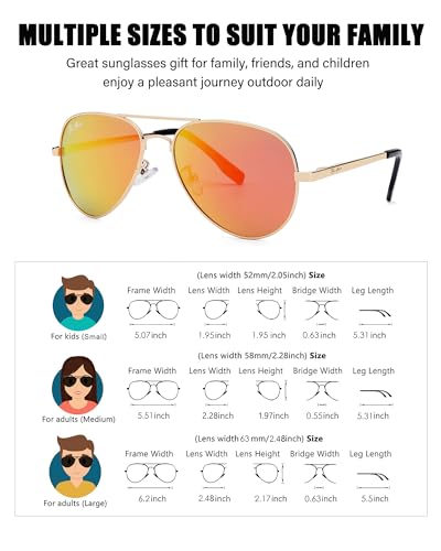 Image of Pro Acme Polarized Aviator Sunglasses for Men and Women 100% UV Protection, 58mm
