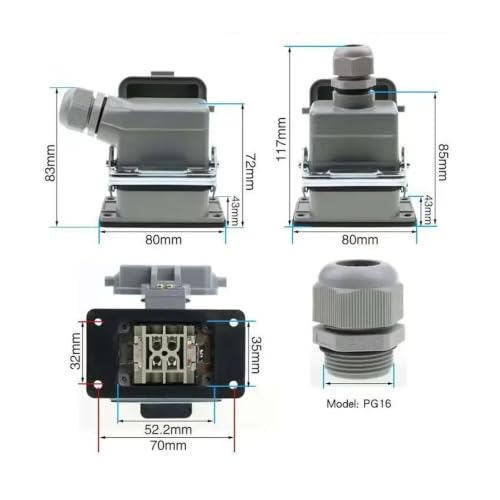 Conector HDC-HE-004 rectangular aeroespacial impermeable hembra de 4 pines 5