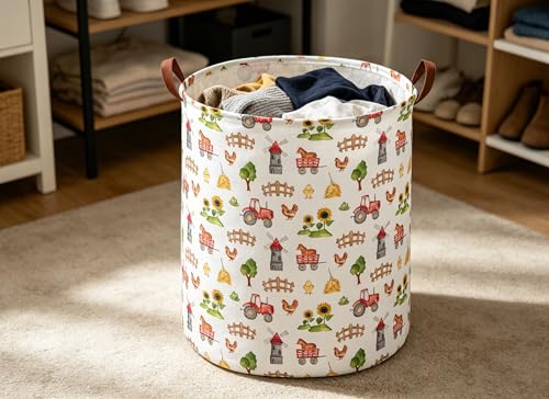 Image of Laundry Basket Farm Hamper for Nursery Cute Storage Bin Organizer Room Decor for Home(Farm)