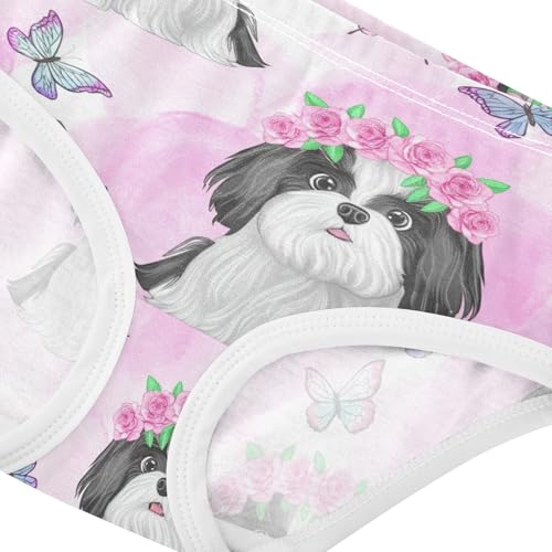 Joisal Cute Cartoon Dogs Pink Butterflies Girl Panties Cute Toddler Girls Underwear Cotton Personalized Kids Undies Briefs 2t4