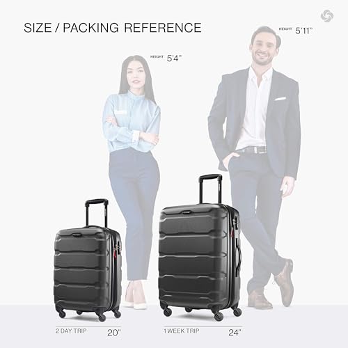 Image of Samsonite Omni PC Hardside Expandable Luggage with Spinner Wheels, Black, 2-Piece Set (20 /24)