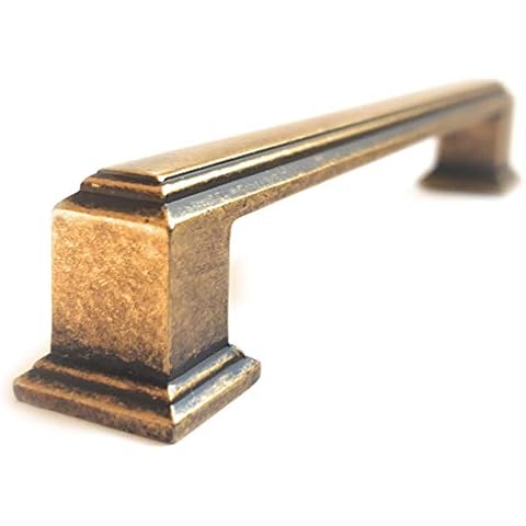 Set of 6 Antique Brass Cabinet Pull Handles Cover