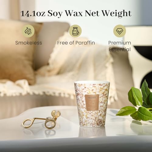 Image of M&SENSE Lemon Vanilla Scented Soy Candle, 3 Wick Highly Scented 14.1 Oz 75H, Aromatherapy Christmas Gift for Women and Men