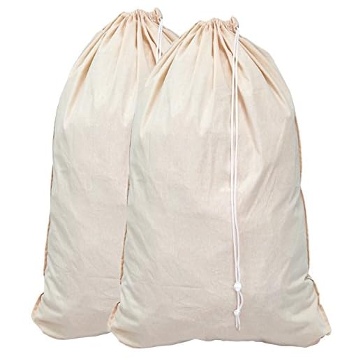 Simple Houseware 2 Pack - Extra Large Natural Cotton Laundry Bag, Beige (28" x 36")