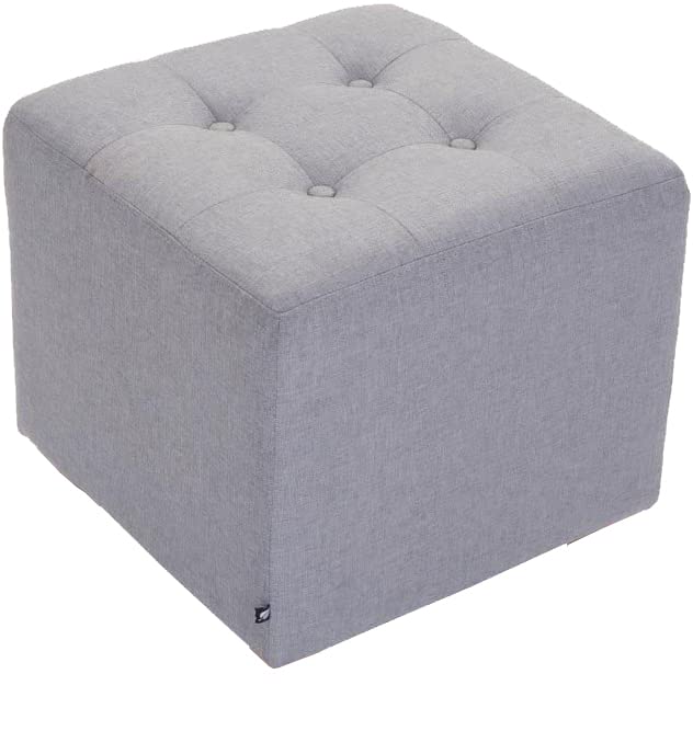 ETIQUETTE ARTFootstool Ottoman, Velvet Wooden Foot Stool Ottoman with Wood Legs, Sofa Footrest Extra Seating for Living Room Entryway Office (Grey)