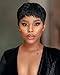 Produktbild BLISSHAIR Short Pixie Cut Wig Kurze Echthaar Perücken für Frauen Kurze Gerade Pixie Perücken Brazilian Layered Perücken Schwarze Farbe #1b