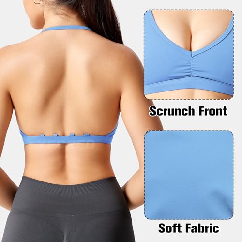 Image of YEOREO CoreFlex Workout Sports Bras for Women Padded Strappy Open Back Gym Bra Light Impact Criss Cross Yoga Crop Top