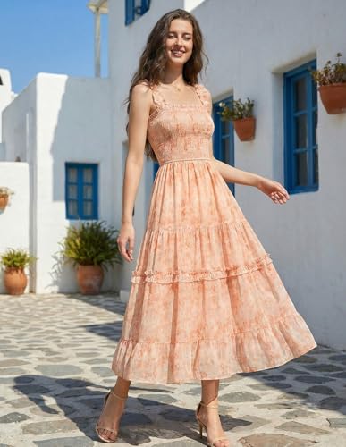 Scarlet Darkness Women's Summer Maxi Dress Casual Boho Spaghetti Strap Beach Sundresses Orange S — view 2