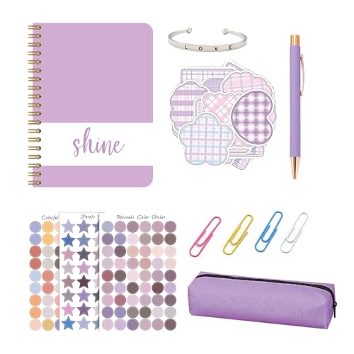 Dinchaakuarry Kit de álbumes de recortes para niñas, bonito juego de papelería para niñas, juego de papelería multifuncional, 100 notas adhesivas, diario, manualidades para niños, adolescentes y