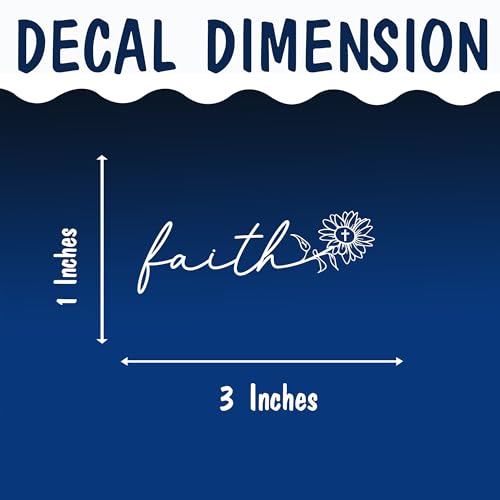 Image of Set 2Pcs Faith and Sunflower Rearview Mirror Decal Christian Floral Car Decals Inspiration Bible Sticker for Water Bottle Vinyl Waterproof 3x1 Inches Car Decal