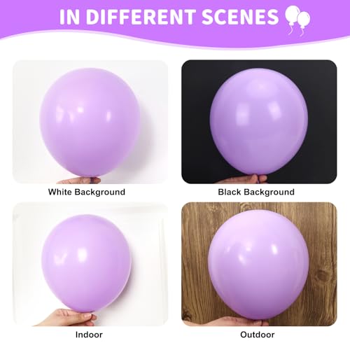 Image of RUBFAC 135pcs Pastel Purple Lavender Balloons Different Sizes 18 12 10 5 Inch for Garland Arch, Latex Light Purple Balloon for Birthday Party Baby Shower Gender Reveal Wedding Decorations