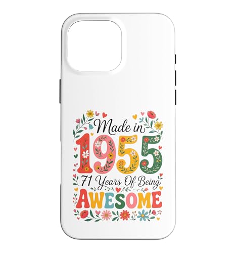 71 Year Old Made in 1955 Retro Floral 71st Birthday Women �X�}�z�P�[�X iPhone 16 Pro Max �p