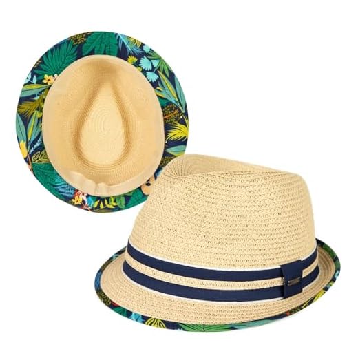 Comhats Unisex Summer Panama Fedora Trilby Straw Sun Hats for Men Women Safari Beach Hat Packable XS-XXXL (UK, Alpha, XXL, 551_Beige - Tropical Jungle)