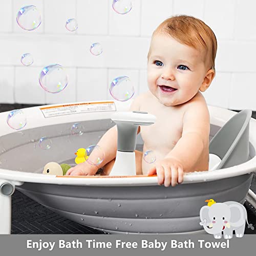 Yglolrame Baby Bath Seat Collapsible Infant Bath Seat Portable Baby Bathtub Seat For Babies 6 Months & Up Sitting Up Shower Chair With Thermometer, Non-Slip Soft Mat, Secure Suction Cups (Gray) #TOP1
