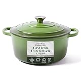 Larder & Vine Enameled Cast Iron Dutch Oven | 5.7qt Dutch Oven Pot with Lid | Dutch Oven for Bread Baking | Compatible on All Cooktops & Oven Safe to 500° F | Great for Sourdough Bread | Okra