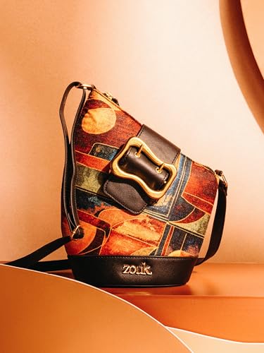 Image of ZOUK Women's Ardha Sling Bag | Black Vegan Leather Crossbody Bag | Asymmetric Silhouette| Adjustable Strap