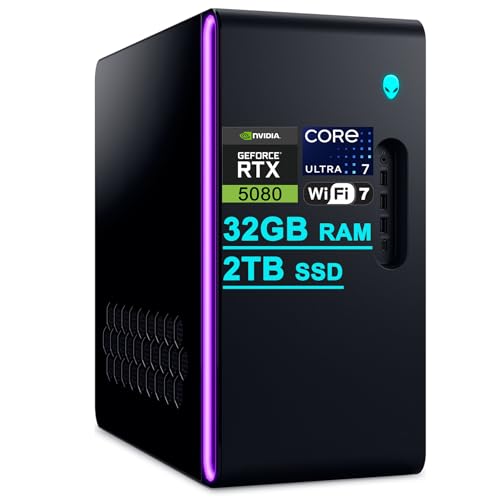 Dell Alienware Aurora ACT1250 Gaming AI Desktop Intel 20-core Ultra 7 265F 32GB RAM 2TB SSD GeForce RTX 5080 16GB GDDR7 (Up to 1801 AI Tops) Liquid Cooler 1000W PSU WiFi7 Win11