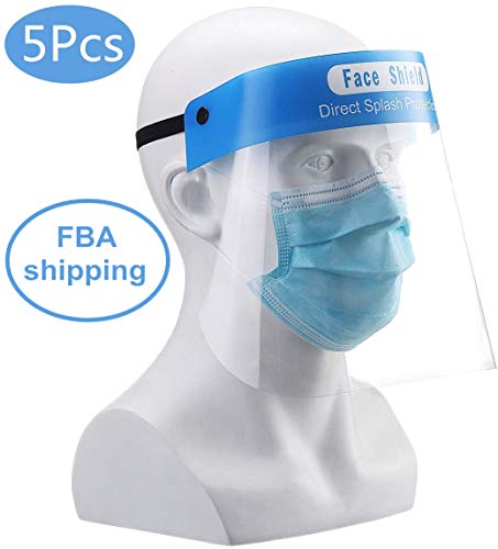 Godmorn Visera protectora transparente para la cara protectora de seguridad, visera transparente, ajustable, antisalpicaduras, banda elástica y esponja, cubierta completa