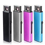 4 Pack Sturmfeuerzeug Elektronisches Feuerzeug, Winddicht Elektrisch Feuerzeug, Akku-USB-Feuerzeuge, Doppelseitige Zündung Flammenloses Sturmfeuerzeug, Ohne Gas