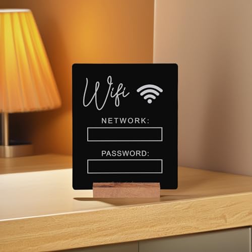 Placa de Wifi acrílica de sobremesa con acabado negro mate 7