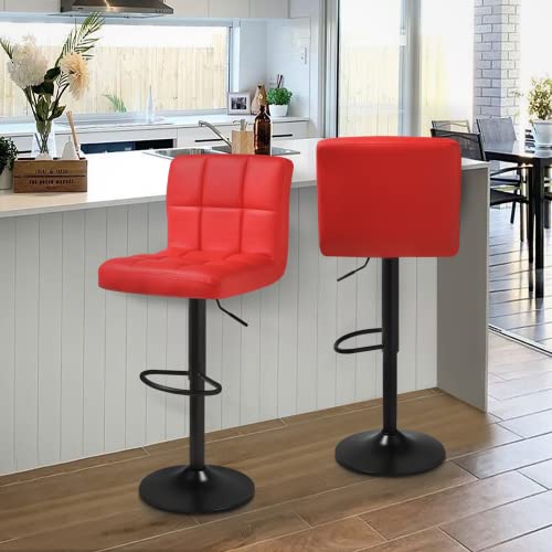 Magshion Square Back Bar Stool Set Of 2 Blue Counter Height Barstools Swivel Pu Leather Bar Chairs Home Kitchen Stools #TOP3