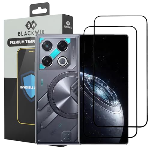 Image of Blackwik Tempered Glass Screen Protector for Infinix GT 20 Pro with Edge-To-Edge Protector Coverage | Easy Installation Kit (Black) (Pack Of 2)