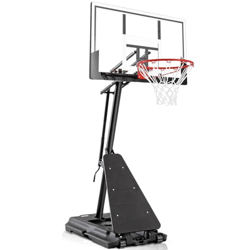 Image of BACKYARD BLITZ Basketball Hoop, 44&47IN Backboard Portable Basketball Goal System, 10FT Hand-Crank Adjustable Basketball Hoops Outdoor