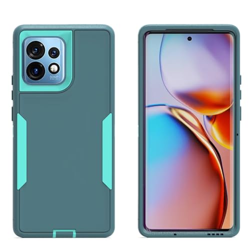 Coque Motorola Edge 40 Pro et Edge Plus 2023 antichoc double couche bleu sarcelle