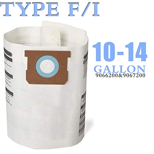 4 Pack Replacement Bags Compatible With Shop-Vac 10-14 Gallon Vacuum, Type F + Type I, Part #9066200 & 9067200 White #TOP1