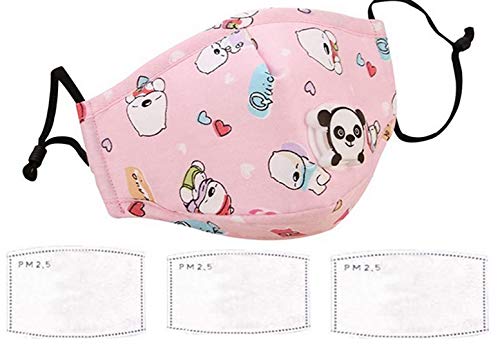 Washable Cotton Kids Anti-Dust Half Face Mouth Protection Cover + 3pcs Filters (Pink)