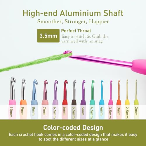 Image of 3.5mm Crochet Hook, Super Smooth 3.5 mm Ergonomic Crochet Hooks for Beginners, Comfort Crochet Needle for Arthritics, 1 Pack