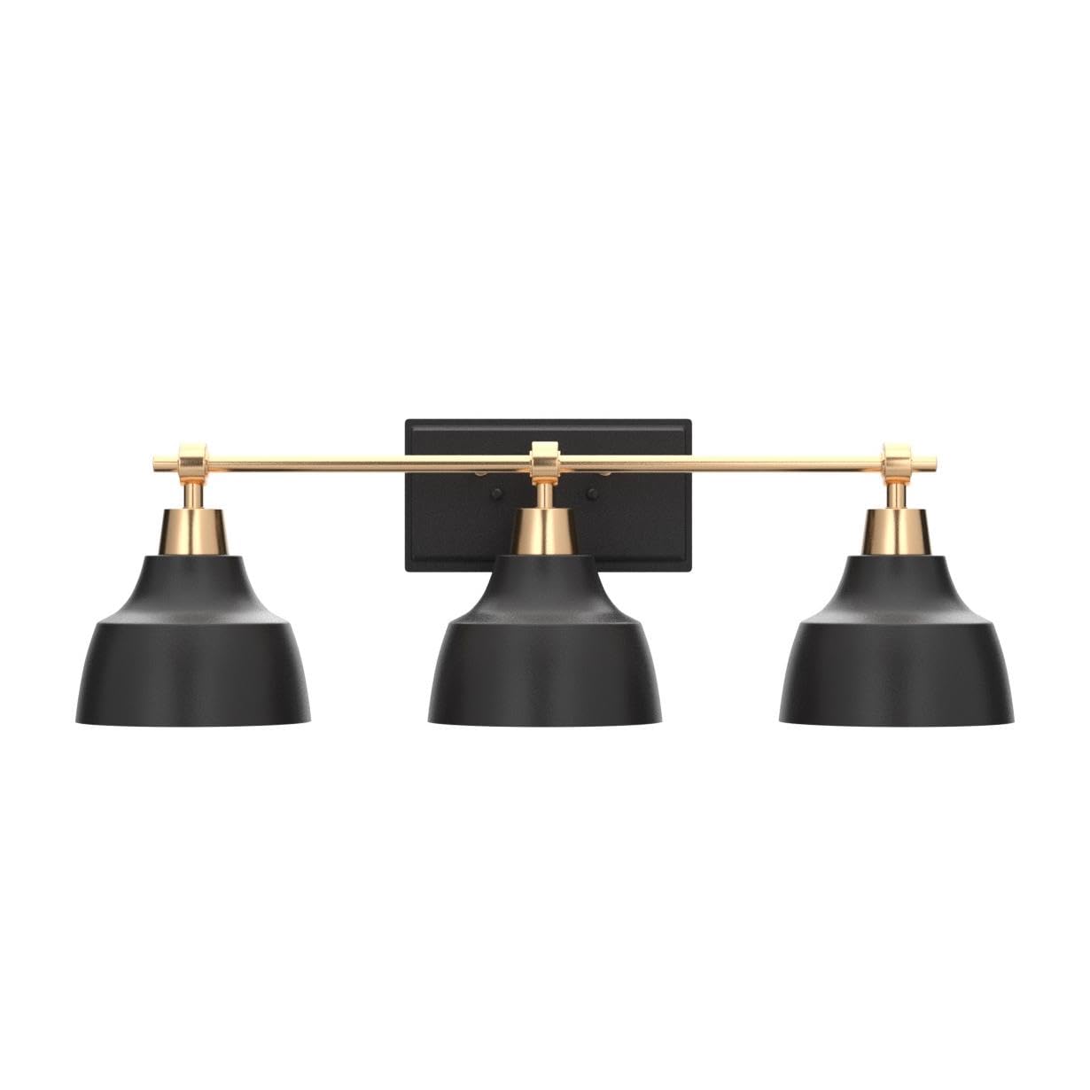 KSANA Bathroom Light Fixture, 3-Light Black Bathroom Vanity Lights with Gold Socket, 24.5’’ Large Modern Farmhouse Bathroom Lighting with Black Metal Shade