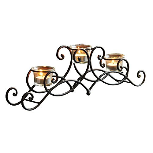 ELEGAN Black Iron Table Top Candle Holder, Holds 3 Tea lights Amazon